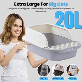 Enclosed Litter Box with Lid - High-Sided Large Covered Litter Box for Indoor Cats - Easy Clean Design for Anti-Urine Leakage - Non-Stick Bottom & Also Includes Scoop