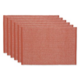 DII Two-Toned Collection Tabletop, Placemat Set, Vintage Red, 6 Piece