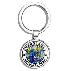HJ Media Round Everglades National Park (rv Travel Florida Gators) Metal Round Metal Key Chain Keychain Ring