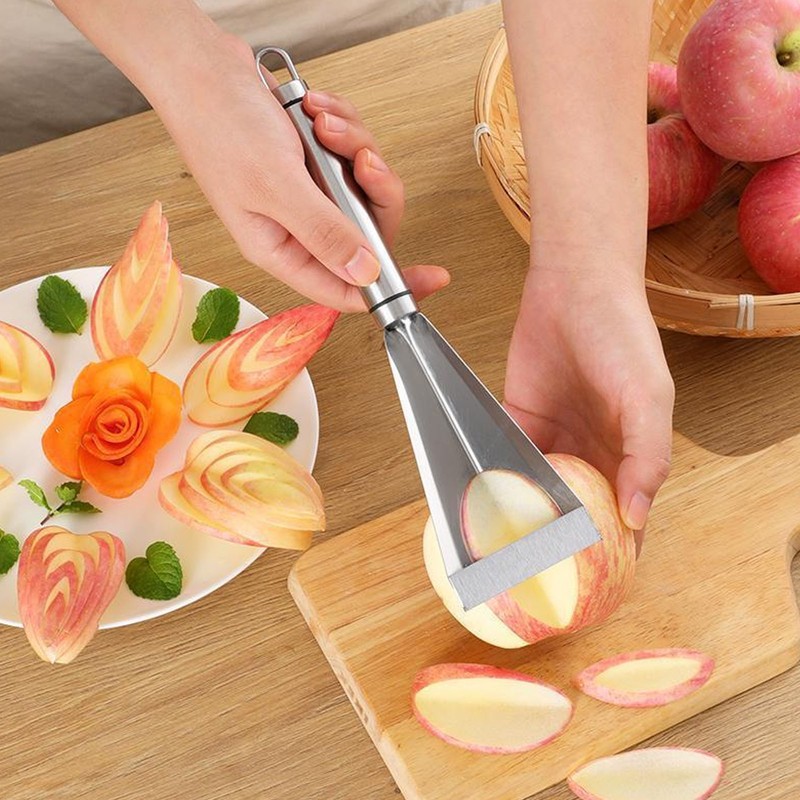 Fruit Vegetable Carving Knife Stainless Steel Triangular Shape Channel Knife