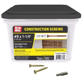 Primesource 114GCS10BK Bulk Construction Screws, 8 by 1-1/4", No Color, 1842 Count