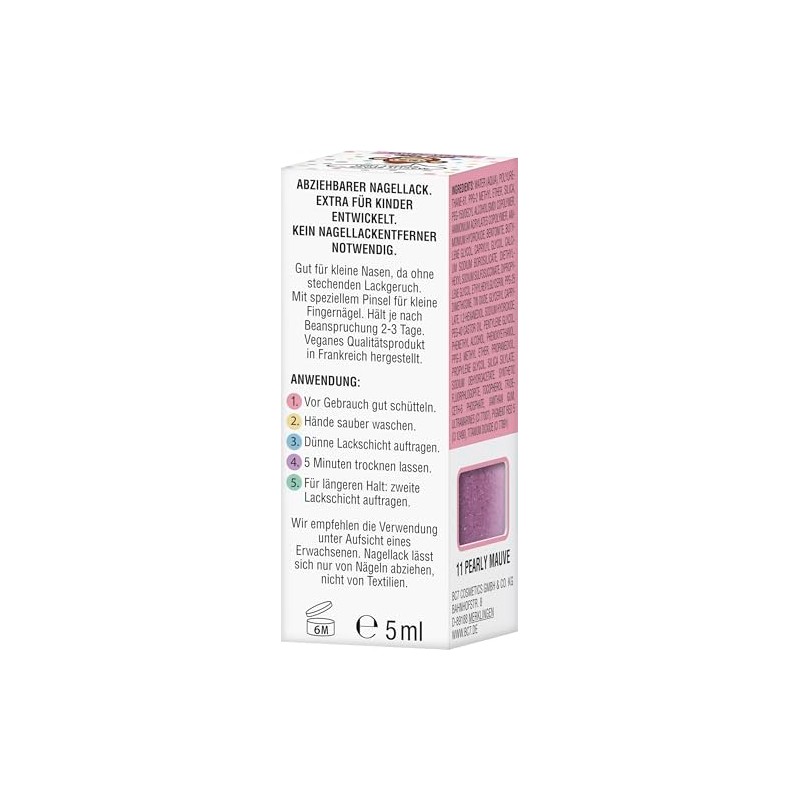 Premium Children's Nail Polish Pearly Mauve, 5 ml, Removable, Child-friendly,