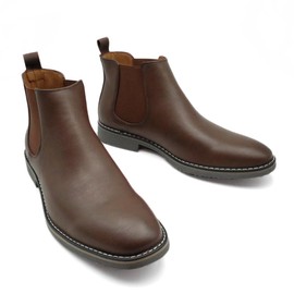 Finishing & Sewing Men's Chelsea Boots, Smart Casual Slip On Boots, dark brown, 44 EU