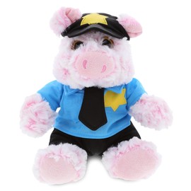 DolliBu Pig Police Officer Plush Toy - Super Soft Sitting Pig Cop Stuffed Animal Dress Up with Cute Cop Uniform & Cap Outfit Gift for Law Enforcement, Sheriff, Security Guard - 9 Inches