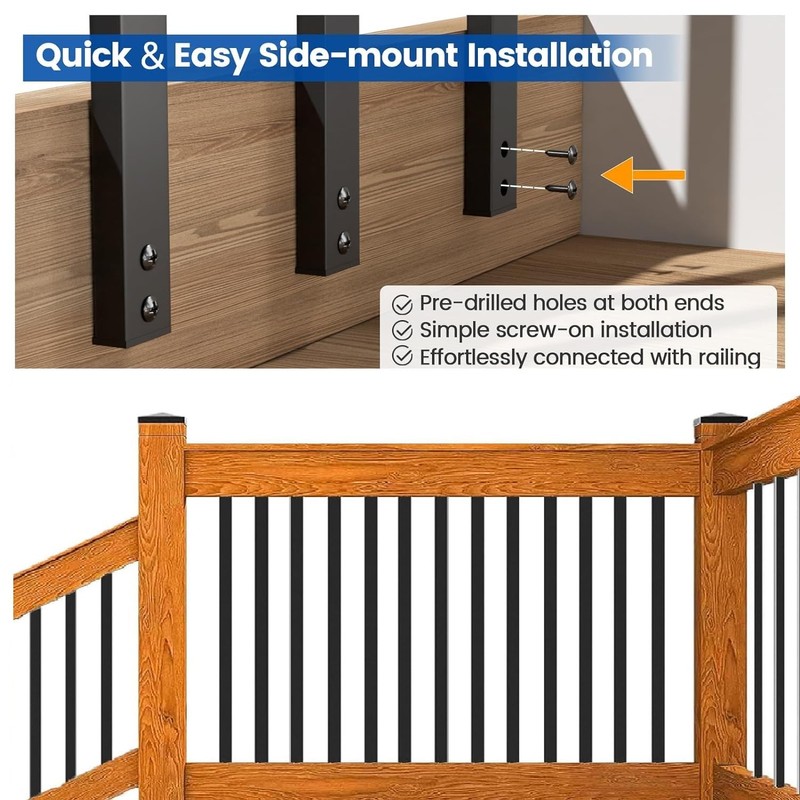 SCARIU 26 Pack Deck Balusters 36”Thicker Rectangle Staircase Baluster Black