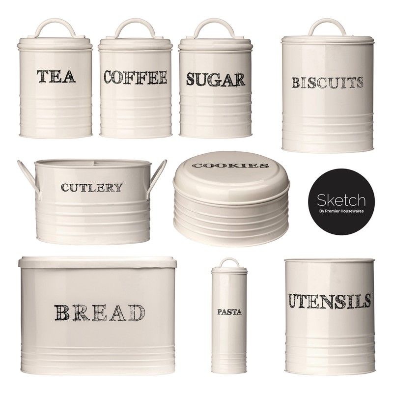 Premier Housewares 507629 Sketch Pasta Canister - Cream Beige H29