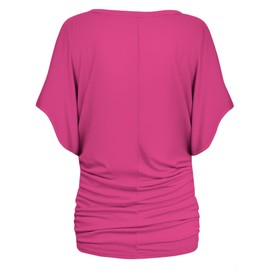 Hybrid & Company Womens Boat Neck Dolman Pink Top Shirt KT44130 FUCHSIA Xlarge