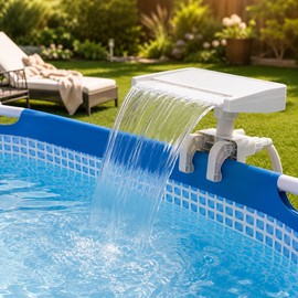 Pool Waterfall Fountain for Above-Ground Pools – Adjustable Clamp Spillway Attachment for Smooth Water Flow