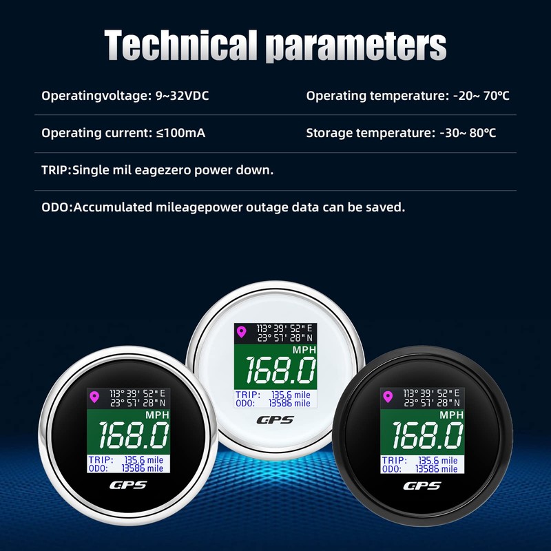 ARTILAURA GPS Speedometer 2-1/16" 52mm Digital Boat GPS Speedometer Gauge