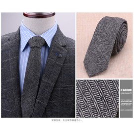 Ceehuteey Men's Suit Necktie Tweed Wool Neckcloth Herringbone Woven Neckwear Scarf Black