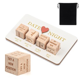 TIVUNORON Date Night Romantic Couple Dice Set, 5 Pieces Date Night Dice for Couples with Black Bag, Wooden Dice for Couples Games Set, Valentine's Day, Anniversary Gifts, Fun Gift Sets