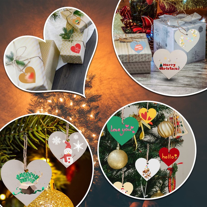 20Pcs 5" Wooden Hearts for Crafts, Wood Predrilled Hearts Cutout