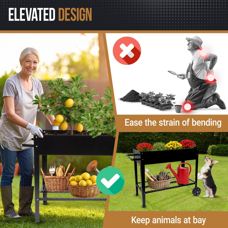 Home-Complete Raised Garden Bed - Planter Box with Storage Shelf