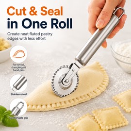 Pastry Rolling Cutter for Pies & Dumplings – Double-Sided Edge Sealing and Fluted Dough Wheel for Baking & Pasta
