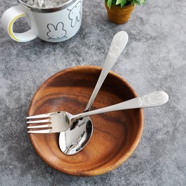 (KitchenU) Miffy Character Cutlery Set for Toddlers & Children, Stainless Steel Spoons & Forks, Daycare & Kindergarten Spoons, Commercial Use, Group Supplies / (키친유)유아 어린이 미피 캐릭터 수저 세트 스텐 스푼 포크 어린이집 유치원 숟가락 업소용 단체 준비물