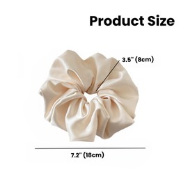 2 Pieces Jumbo Satin Silk Scrunchies for Women 7.5 Inches Large Oversize Scrunchies For Thick Hair Ties Hair Ornament (Black and Beige)