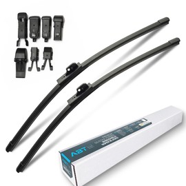 ABT 20 inch (Pack of 2) Premium Silicone Japanese Fukoku Rubber Frameless Windshield Wiper Blades All-weather Performance Adapters included for Pinch Tab, Push Button & Side Pin - FA20