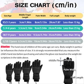 Children's Winter Snow Gloves Ski Gloves for 1-13 Years Girls Boys PU Palm Waterproof Windproof Warm Fleece Winter Gloves Cycling Gloves Thermal Gloves Skiing S