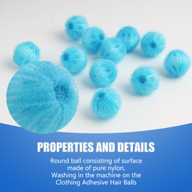 Reusable Pet Hair Remover, Washing Machine, Effective Lint Balls, Washing Machine for Dog Hair, Cat Hair Remover, Washing Machine, Practical Accessories for Laundry Care, Pack of 12