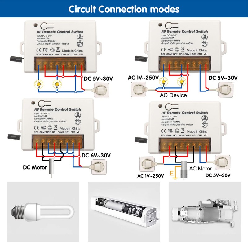 DieseRC 2 Channels Wireless Relay Remote Control Switch 433Mhz RF