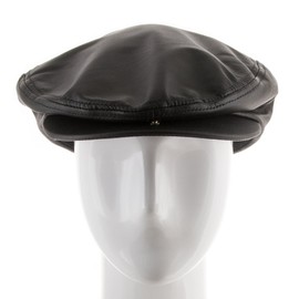 ULTRAFINO Genuine Leather Made in USA Ivy Driving Scally Newsboy Cap Snap Brim Hat Black 7 1/8