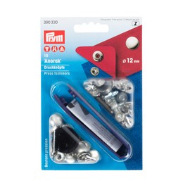 Prym 390330 Nähfrei-Druckknopf Anorak Messing 12 mm silberfarbig, Metal