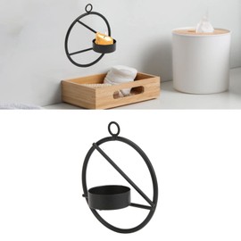 Black Modern Minimalist Metal Round Candle Holder, Candle Holder, Wall Hanging DecorationTea Light Candelabro for Living Room Home Decor
