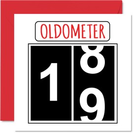 Fun 19th Birthday Cards for Men Woman - Oldometer - Happy Birthday Card for Son Daughter Brother Sister Grandson Granddaughter Niece Nephew Cousin, 5.7 x 5.7 Inch Greeting Cards, 19th Birthday Card