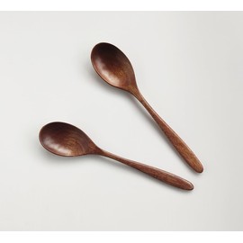 KXLCGYK Wooden Spoons, Set of 2, Total Length 7.2 inches (18.2 cm), Lightweight, Wooden Cutlery, Curry, Soup, Risotto, Wood Dinner Spoon, Lacquered