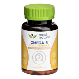 Omega 3 Most Natura Sin Sabor con Vitamina E 60 Cápsulas y Libre de Gluten