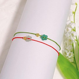 Habfmo Matching Bracelet for Couple Women Men, Lucky Star Leather Friendship Relationship Promise Bracelet for Bff Jewelry Gifts (Flowers)