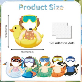 60Pcs Summer Bulletin Board Decorations, Animal Swim Ring Cutouts with Photo Space Summer Classroom Decor for DIY Craft Photo Wall Beach Pool Birthday Party Bulletin Board Decoration