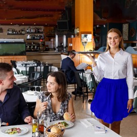 CBTRFASHION Women’s Waist Aprons with White Pockets Half Server Home Waitress Vintage Servant Apron for Kitchen Cooking, Lilac, Medium