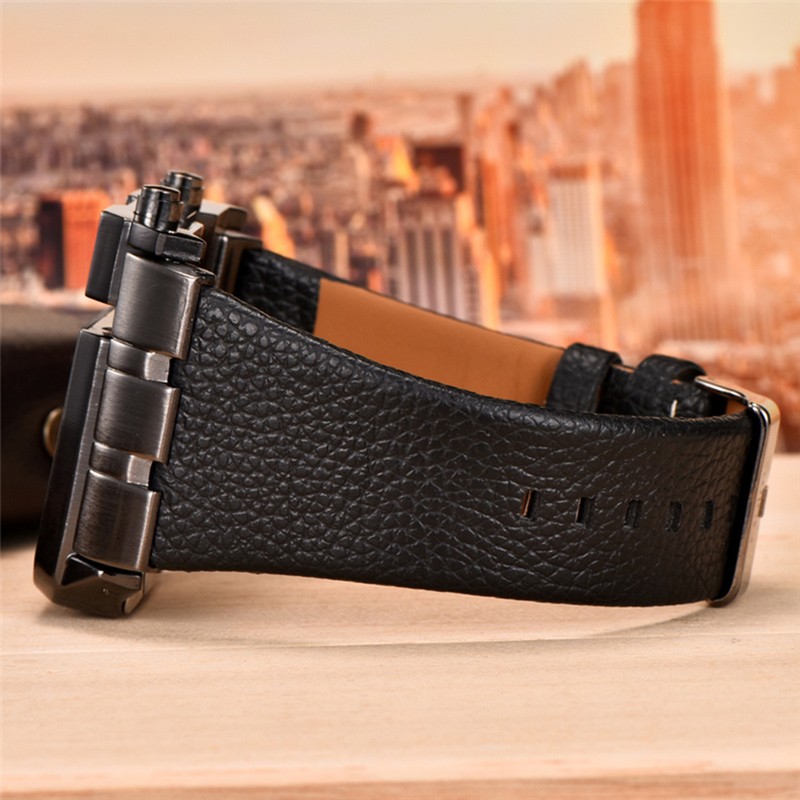 OULM Luxury Quartz Watch Men Square Dial Leather Band Watches