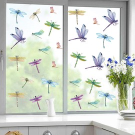 32 Pieces Dragonfly Window Clings Anti-Collision Window Decals Glass Alert Static Decals Prevent Birds Window Strikes for Glass Living Room Door Decoration