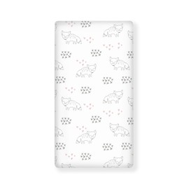 Winpema Little Fox and Heart Fitted Crib Sheet Animals Baby Crib Sheet Fit Standard Crib and Toddler Mattress,Crib Mattress Sheets for Boys Girls 28"x52"