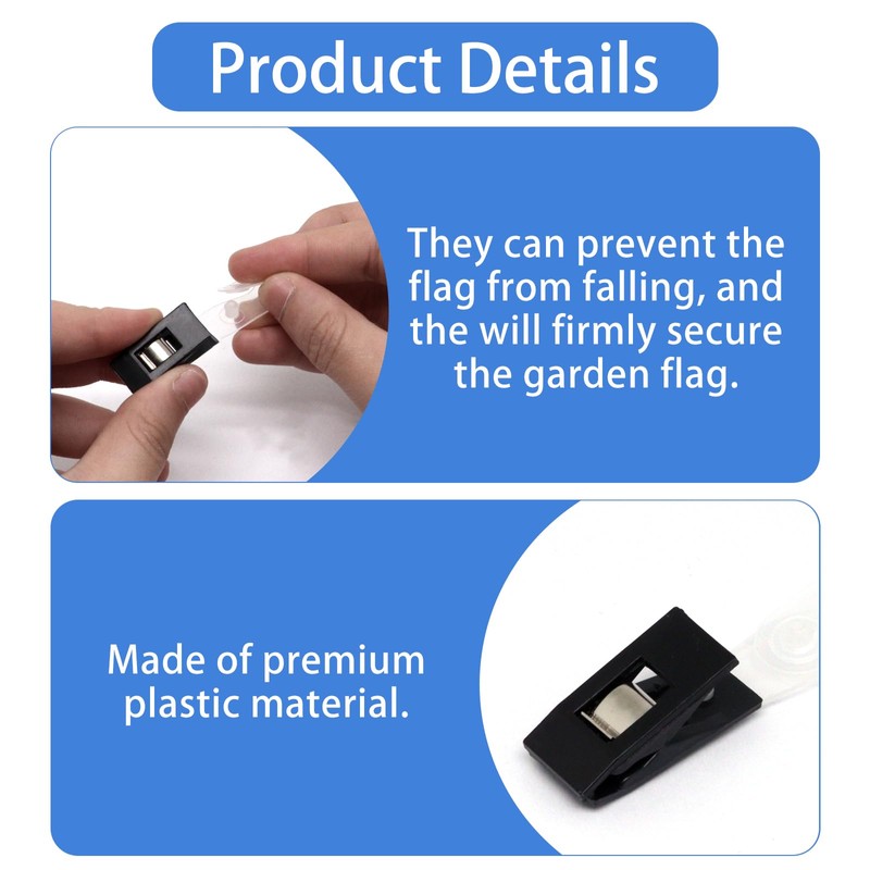 BENLIUDH 30pcs Garden Flag Clips Anti Wind, Flag Pole Hardware