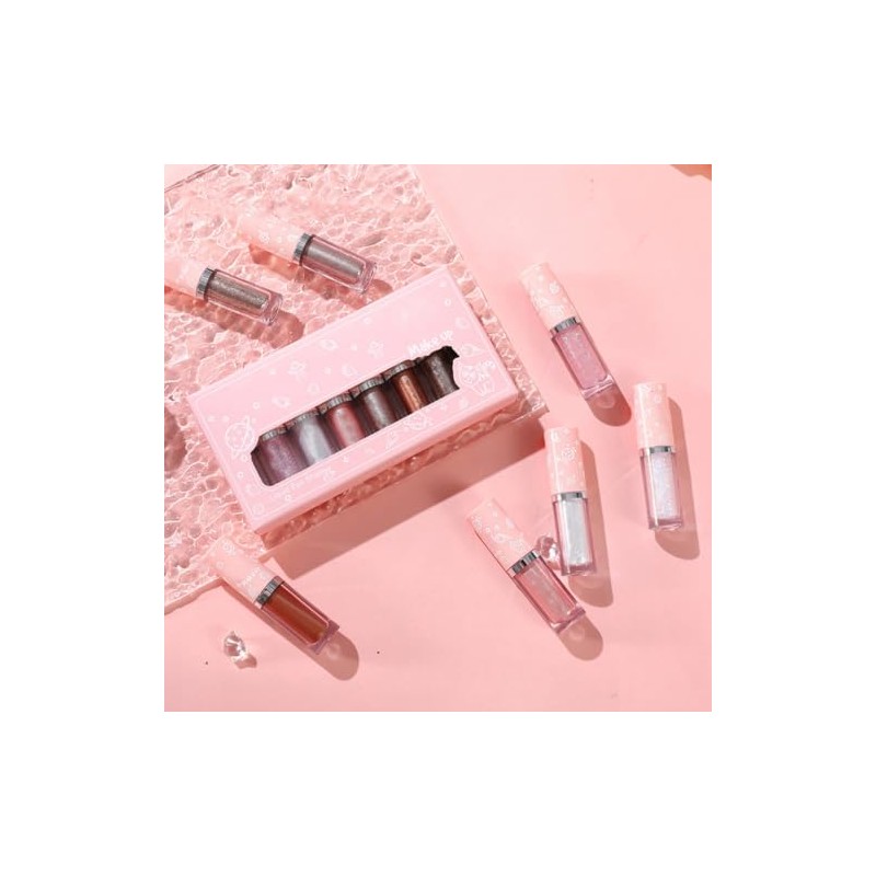 Sombra de Ojos Líquida Brillo 8 Piezas, Maquillaje Facial