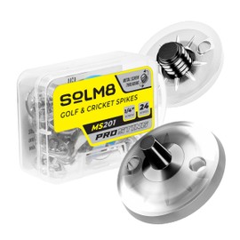 SOLM8 Metal Spikes for Golf and Cricket Shoe Spikes Replacement - 1/4 Inch 6mm Screw Type Metal Threading (Spanner Included) (Pro Sting Clear Black, Pack of 24)