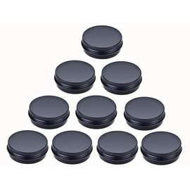 JKLcom Aluminum Metal Tin 1oz/30ml,Black Aluminum Tins Round Tin Cans Containers with Screw Top Lid (10)
