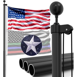 IIOPE 30FT Heavy Duty Flag Pole for Outside House – 13-Gauge Extra-Thick Aluminum Flagpole, Complete Set with USA Flag & All Hardware to Fly Two Flags – Great for Patriotic Displays & Gift Giving