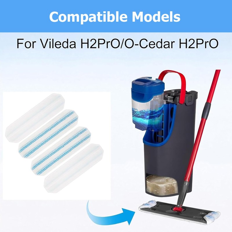 4 PCS Replacement Mop Pads for O-Cedar H2PrO & Vileda