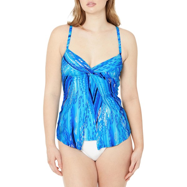 Miraclesuit Women's Swimwear Atlantis Love Knot Flyaway Front V-Neckline Underwire Bra Tankini Bathing Suit Top