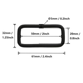 BIKICOCO Metal Rectangle Ring Buckles Square Strap Webbing Belt Rings for Bag Purse Non Welded 2 x 3/4 Inch, Black, Pack of 10