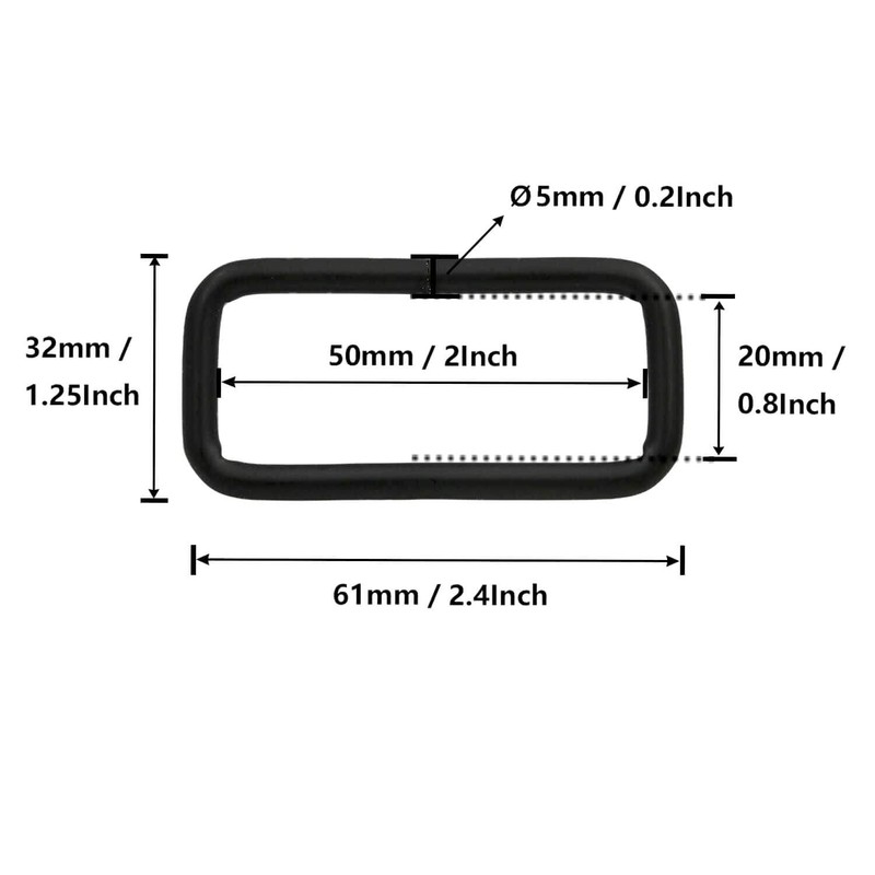 BIKICOCO Metal Rectangle Ring Buckles Square Strap Webbing Belt Rings