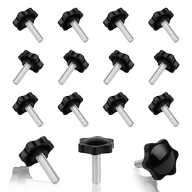 Pack of 15 Knurled Screws M8 x 30 mm, Star Grip Screw M8, Screws Rustproof with Star Grip Nut Plastic Handle, Star Knurled Screw Clamping Knob for Machines, Devices, Furniture (Black)