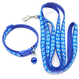 4 Sets Pet Collar and Leash Sets Dog Collars and Leashes Cute Puppy Collars Adjustable Cat Collars Quick Release Collars Kitten Buckle Collars with Buckles and Bells Dog Lead Ropes