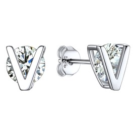 Initial V Studs Earrings For Women Hypoallergenic Sparkly Small Crystal Stud Earrings