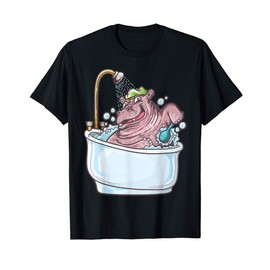 Funny Hippo Shower Bubble Bath Tub Hippopotamus T-Shirt