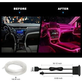 Acrylic Car LED Interior Lighting, RGB Ambient Lighting Car Strip (Green (USB) 5 m)